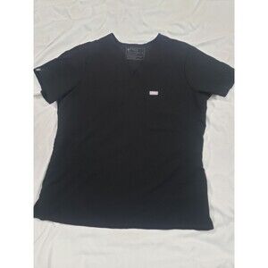 Figs CATARINA Scrub Top Black Womens Medium V Neck Pocket Style - 1000211